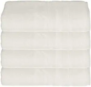 Mosobam 700 GSM Hotel Luxury Bath Towels 30X58, White, Set of 4, Oversized Turkish Towels, Viscose Made from Bamboo - Turkish Cotton