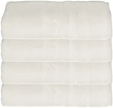 Mosobam 700 GSM Hotel Luxury Bath Towels 30X58, White, Set of 4, Oversized Turkish Towels, Viscose Made from Bamboo - Turkish Cotton