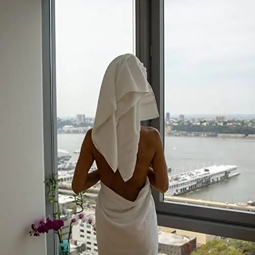 Mosobam 700 GSM Hotel Luxury Bath Towels 30X58, White, Set of 4, Oversized Turkish Towels, Viscose Made from Bamboo - Turkish Cotton - Image 3