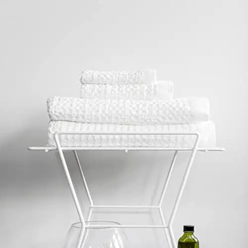 ONSEN Complete Bath Towel Set - Waffle Weave 100% Supima Cotton Towel - Lusciously Soft, Durable, Fast Absorbing Waffle Towel Bath Towel, White - Image 8