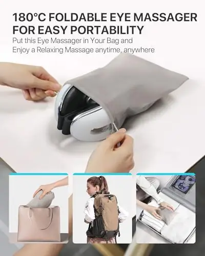 ALLJOY Eye Massager with Heat and Cooling for Migraines, Dry Eyes, and Dark Circles - Rechargeable Bluetooth Music Heated Eye Mask Massager for Sleeping and Relaxing - Ideal Gifts for Men/Women - Image 6