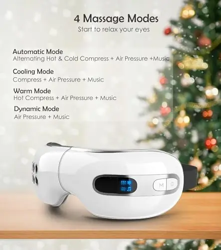 Huhubol Eye Massager with Heat and Cooling Relax Eye Strain Dry Eyes, Music Heated Eye Massager Reduce Dark Circles, Eye Bags and Puffiness, Eye Mask Massager Improve Sleeping Best Gifts(White) - Image 6