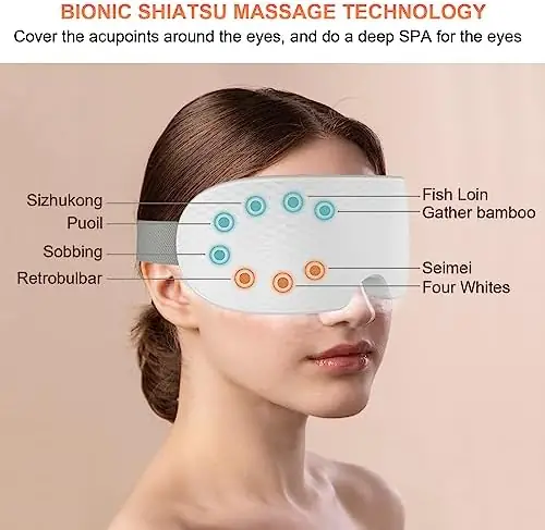 TMOMT Heated Mist Eye Massager for Migraines, with Heat, Compression, Bluetooth, Acupoint Massager Mask Eye Care Device for Relax Eye Strain, Dark Circles, Dry Eyes, Birthday Gift for Women/Men - Image 4