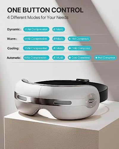 ALLJOY Eye Massager with Heat and Cooling for Migraines, Dry Eyes, and Dark Circles - Rechargeable Bluetooth Music Heated Eye Mask Massager for Sleeping and Relaxing - Ideal Gifts for Men/Women - Image 4