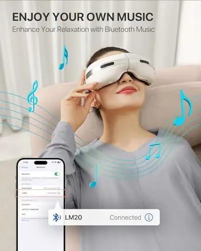 ALLJOY Eye Massager with Heat and Cooling for Migraines, Dry Eyes, and Dark Circles - Rechargeable Bluetooth Music Heated Eye Mask Massager for Sleeping and Relaxing - Ideal Gifts for Men/Women - Image 5