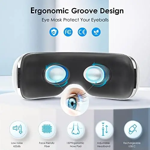 BOQUBOO Eye Massager with Heat and Cooling for Migraines, Reducing Dry Eyes, Puffy Eyes and Eyestrain - Heated Eye Massager Mask Massage Eyes and Temples for Relaxation - Ideal Gift for Women and Men - Image 4
