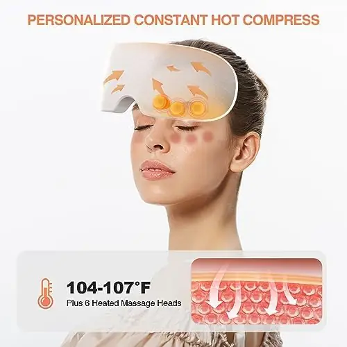 TMOMT Heated Mist Eye Massager for Migraines, with Heat, Compression, Bluetooth, Acupoint Massager Mask Eye Care Device for Relax Eye Strain, Dark Circles, Dry Eyes, Birthday Gift for Women/Men - Image 3