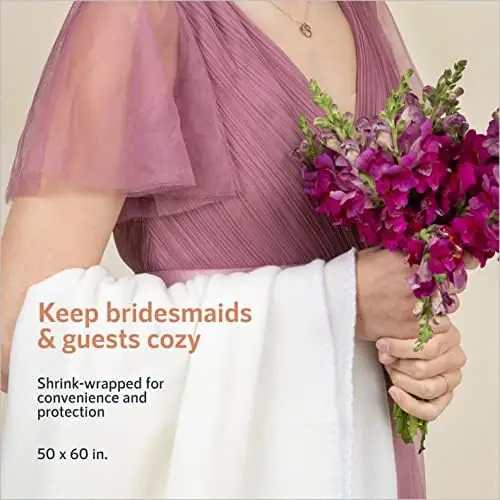 26 Pack of Ultra-Soft Fleece White Bulk Blankets for Wedding Favors, Guests, Homeless and Outdoors, 50x60 & Have A Thickness of 160 GSM (White) - Image 3