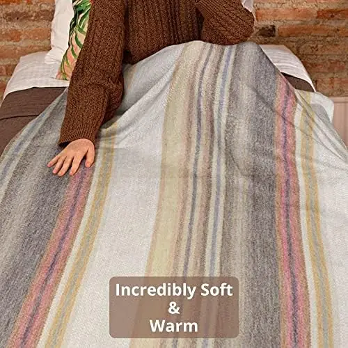 DAVLINA, Alpaca Wool Throw Blanket | 95"x67" | Super Soft, Lightweight, Breathable and Hypoallergenic | Non-Itchy or Scratchy (Beige Brown Varicolored) - Image 5
