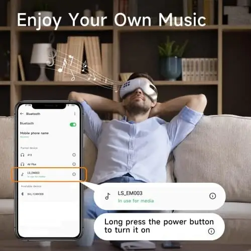 fmlave Eye Massager with Heat and Cooling for Migraines, Dry Eyes, Dark Circles, Rechargeable Bluetooth Music Heated Eye Mask Massager Improve Sleeping - Christmas Gifts for Women and Men (White) - Image 4