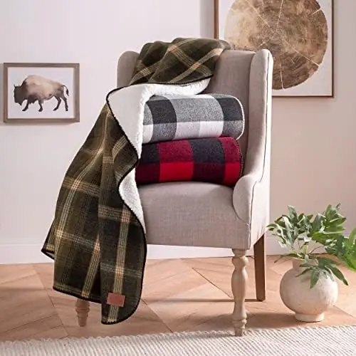 Pendleton 01297 Plaid Sherpa Cotton Throw Blanket Soft Plush Blanket Cozy Throw for Living Room Couch Sofa or Chair Warm Cotton Blankets, 70 x 50-Inch, Rob Roy - Image 4