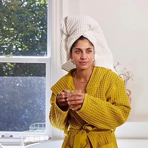 ONSEN Complete Bath Towel Set - Waffle Weave 100% Supima Cotton Towel - Lusciously Soft, Durable, Fast Absorbing Waffle Towel Bath Towel, White - Image 4