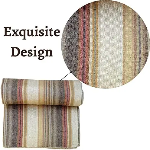 DAVLINA, Alpaca Wool Throw Blanket | 95"x67" | Super Soft, Lightweight, Breathable and Hypoallergenic | Non-Itchy or Scratchy (Beige Brown Varicolored) - Image 3