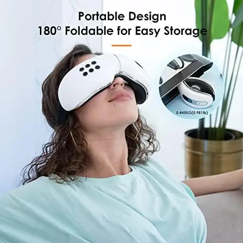 Huhubol Eye Massager with Heat and Cooling Relax Eye Strain Dry Eyes, Music Heated Eye Massager Reduce Dark Circles, Eye Bags and Puffiness, Eye Mask Massager Improve Sleeping Best Gifts(White) - Image 7
