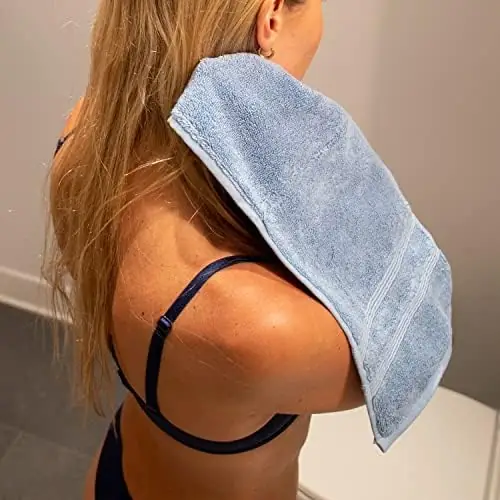 Mosobam 700 GSM Luxury 8pc Large Oversized Bathroom Set, Allure Blue, 2 Bath Towels 30X58 2 Hand Towels 16X30 4 Face Washcloths (Wash Cloth) 13X13, Turkish Towel Sets, Viscose Made from Bamboo - Image 4