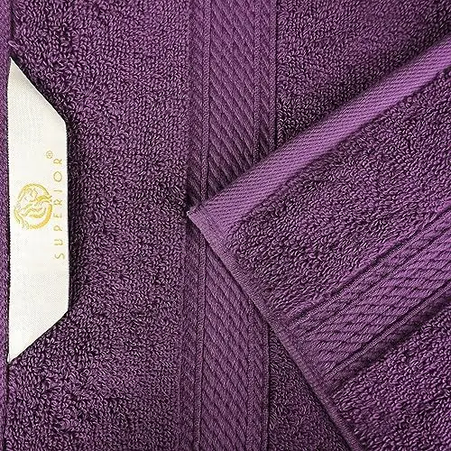 SUPERIOR Egyptian Cotton 9-Piece Towel Set, Includes 3 Bath, 3 Hand, 3 Face Towel/Washcloth, Ultra Soft Luxury Towels, Thick Plush Essentials, Guest Bath, Spa, Hotel Bathroom, Plum - Image 6