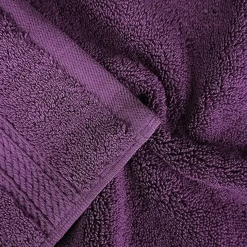 SUPERIOR Egyptian Cotton 9-Piece Towel Set, Includes 3 Bath, 3 Hand, 3 Face Towel/Washcloth, Ultra Soft Luxury Towels, Thick Plush Essentials, Guest Bath, Spa, Hotel Bathroom, Plum - Image 4