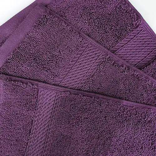 SUPERIOR Egyptian Cotton 9-Piece Towel Set, Includes 3 Bath, 3 Hand, 3 Face Towel/Washcloth, Ultra Soft Luxury Towels, Thick Plush Essentials, Guest Bath, Spa, Hotel Bathroom, Plum - Image 5