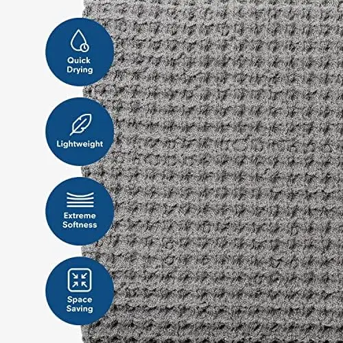 ONSEN Complete Bath Towel Set - Waffle Weave 100% Supima Cotton Towel - Lusciously Soft, Durable, Fast Absorbing Waffle Towel Bath Towel, White - Image 6