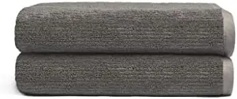 Cozy Earth Charcoal Ribbed Bath Towel