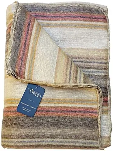 DAVLINA, Alpaca Wool Throw Blanket | 95"x67" | Super Soft, Lightweight, Breathable and Hypoallergenic | Non-Itchy or Scratchy (Beige Brown Varicolored)