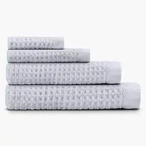 ONSEN Complete Bath Towel Set - Waffle Weave 100% Supima Cotton Towel - Lusciously Soft, Durable, Fast Absorbing Waffle Towel Bath Towel, White