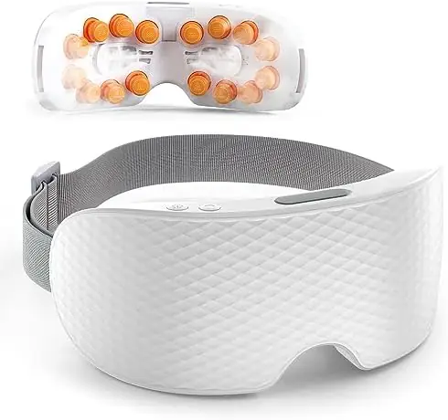 TMOMT Heated Mist Eye Massager for Migraines, with Heat, Compression, Bluetooth, Acupoint Massager Mask Eye Care Device for Relax Eye Strain, Dark Circles, Dry Eyes, Birthday Gift for Women/Men